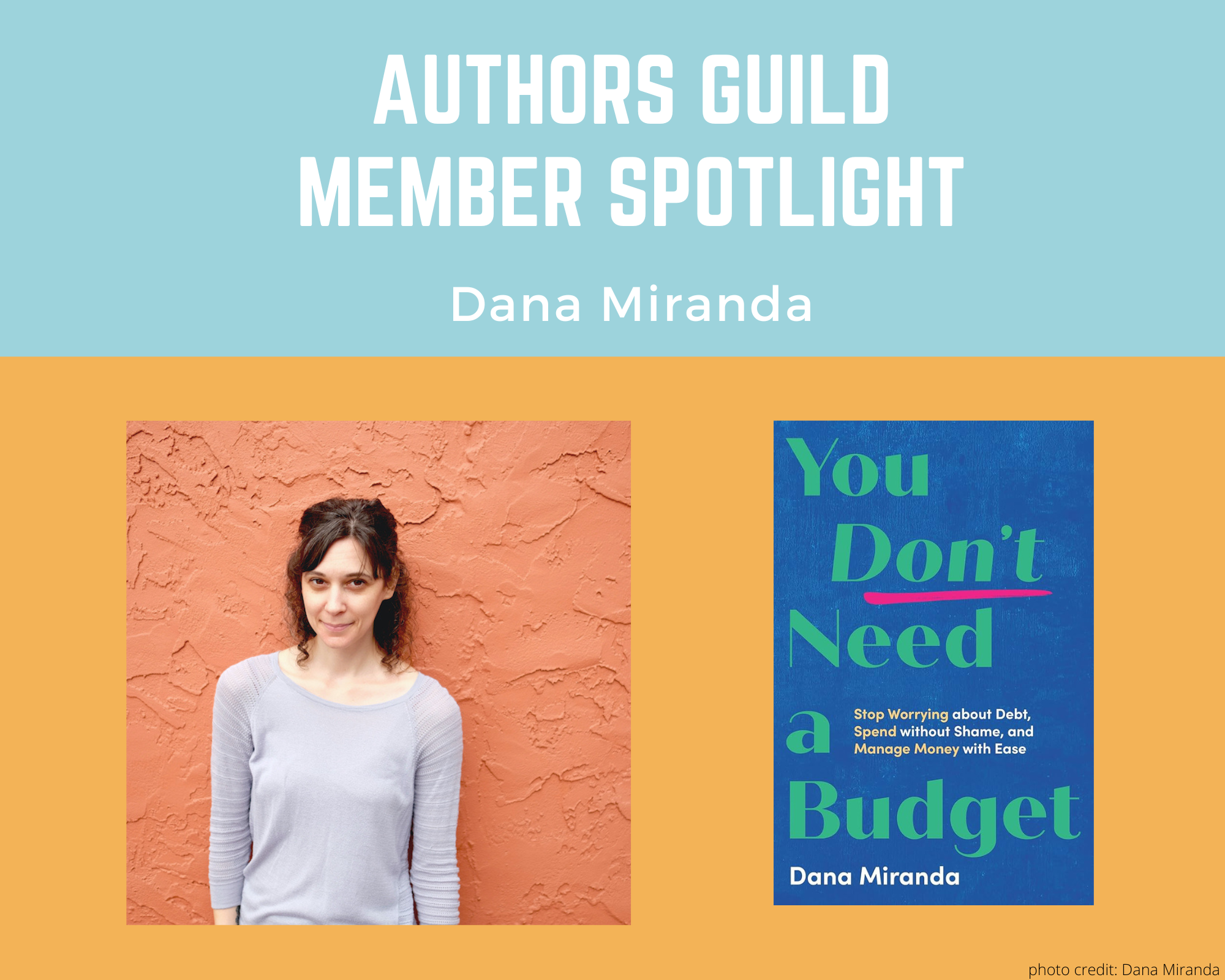 author Dana Miranda and her book You Don't Need a Budget