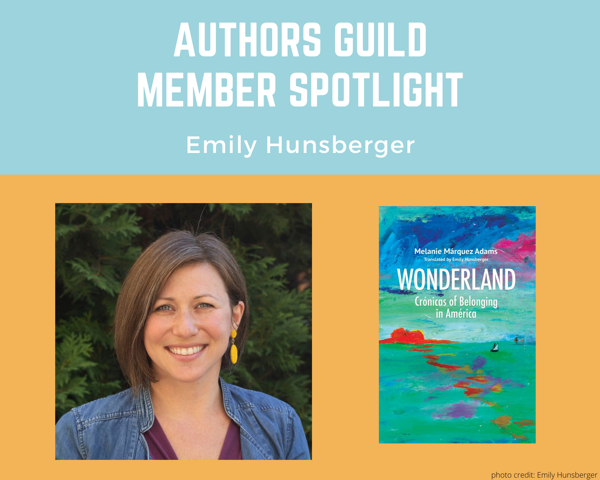 author/translator Emily Hunsberger and her book Emily Hunsberger