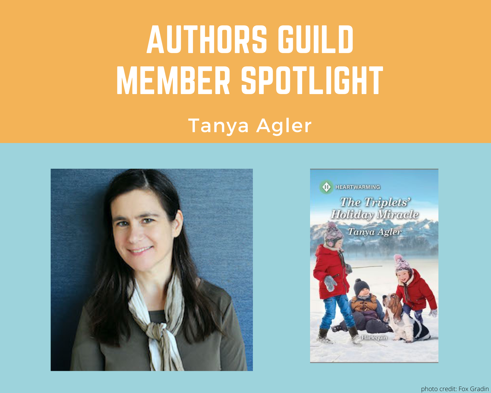 author Tanya Agler and her book The Triplets' Holiday Miracle